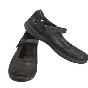 Mephisto Womens Mary Jane Shoes US 10.5 Suede-like Leather Comfort Shoe Black